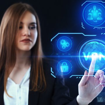 Woman clicking on VPN icon